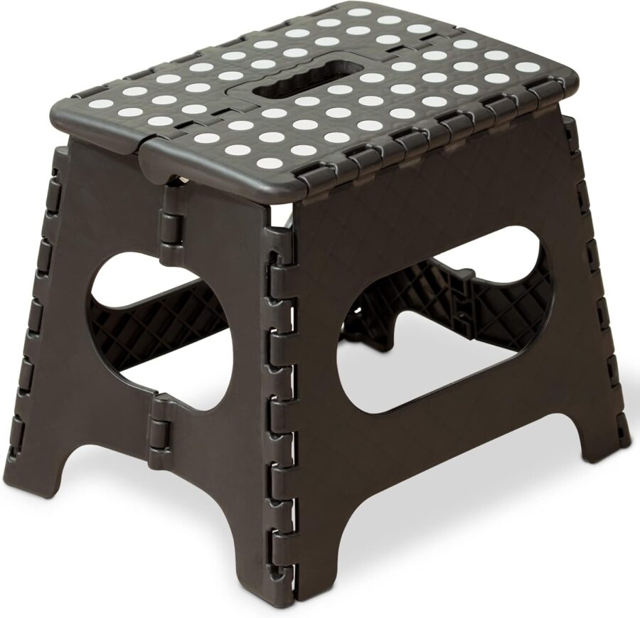 Folding Step Ladder, Car Wash, Fishing, Height 10.6 inches (27 cm), Folding Chair, Folding Stool, Convenient Storage, Black