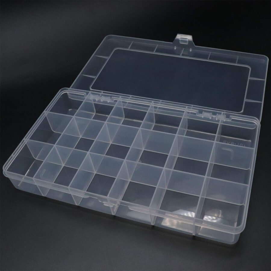 2 Pcs 18-Grid Plastic Storage Cases Multifunctional Container Boxes for Small Components Jewelry Sweets Medicine (8" x 4.7" x 1.3") - Image 2