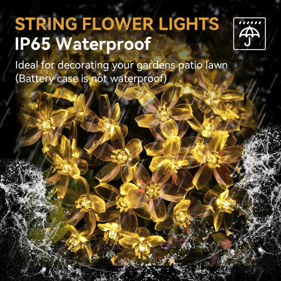 Flower Fairy Light Battery Operated Indoor String Lights 30LED Cherry Blossom Lights Waterproof Decoration for Camping,Garden Fence,Birthday,Terrace,Yard,Wedding Party,Bedroom - Image 2